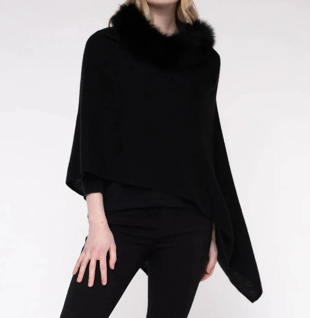 Alashan Cashmere Alashan Cashmere - Fox Trim Topper Poncho