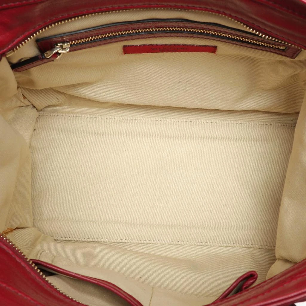 Valentino Valentino Dark Red/Black Leather and Lace Bow Tote 8