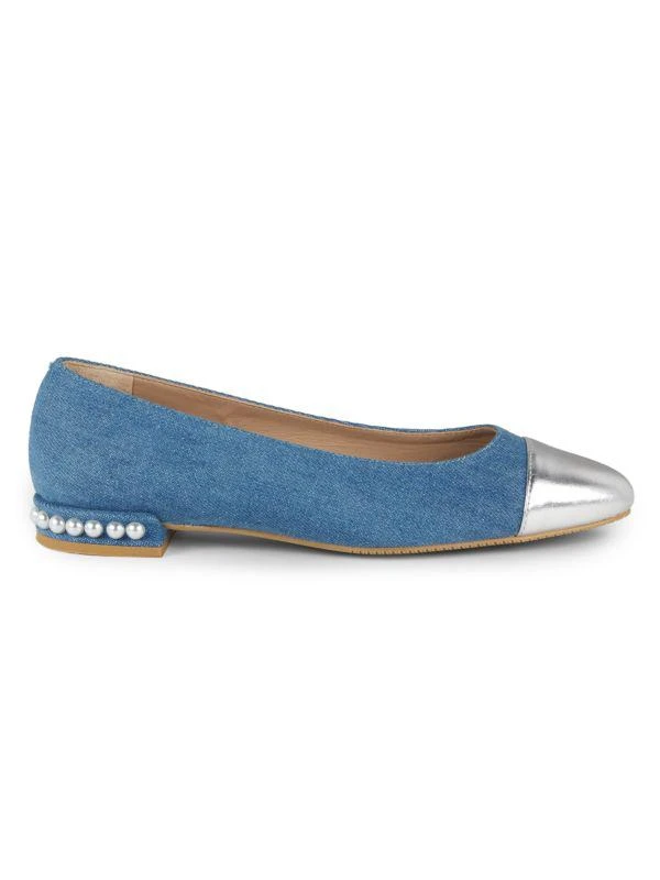 Stuart Weitzman Embellished Denim Flats 1
