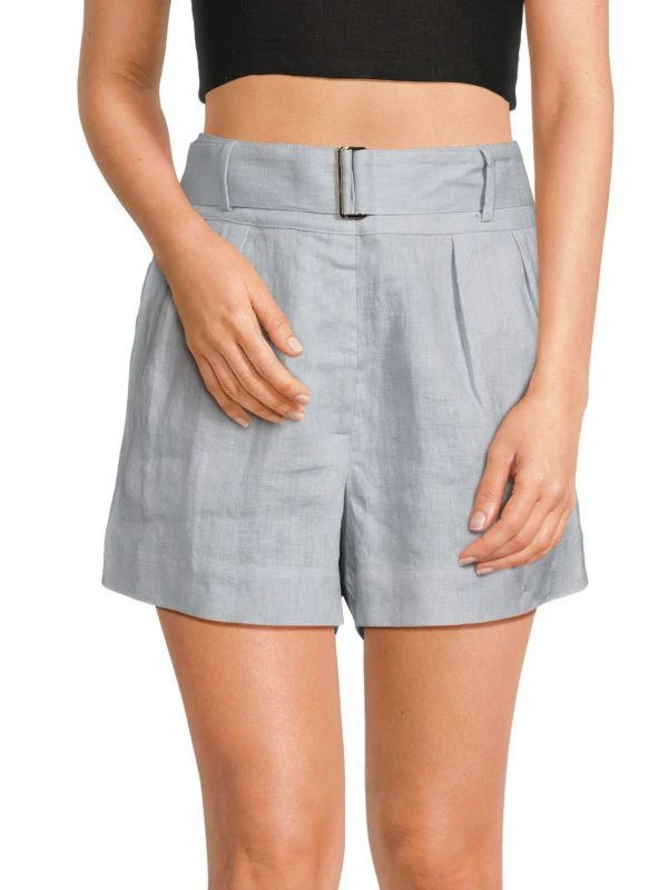 Hevron Zinnia Belted Linen Shorts 1