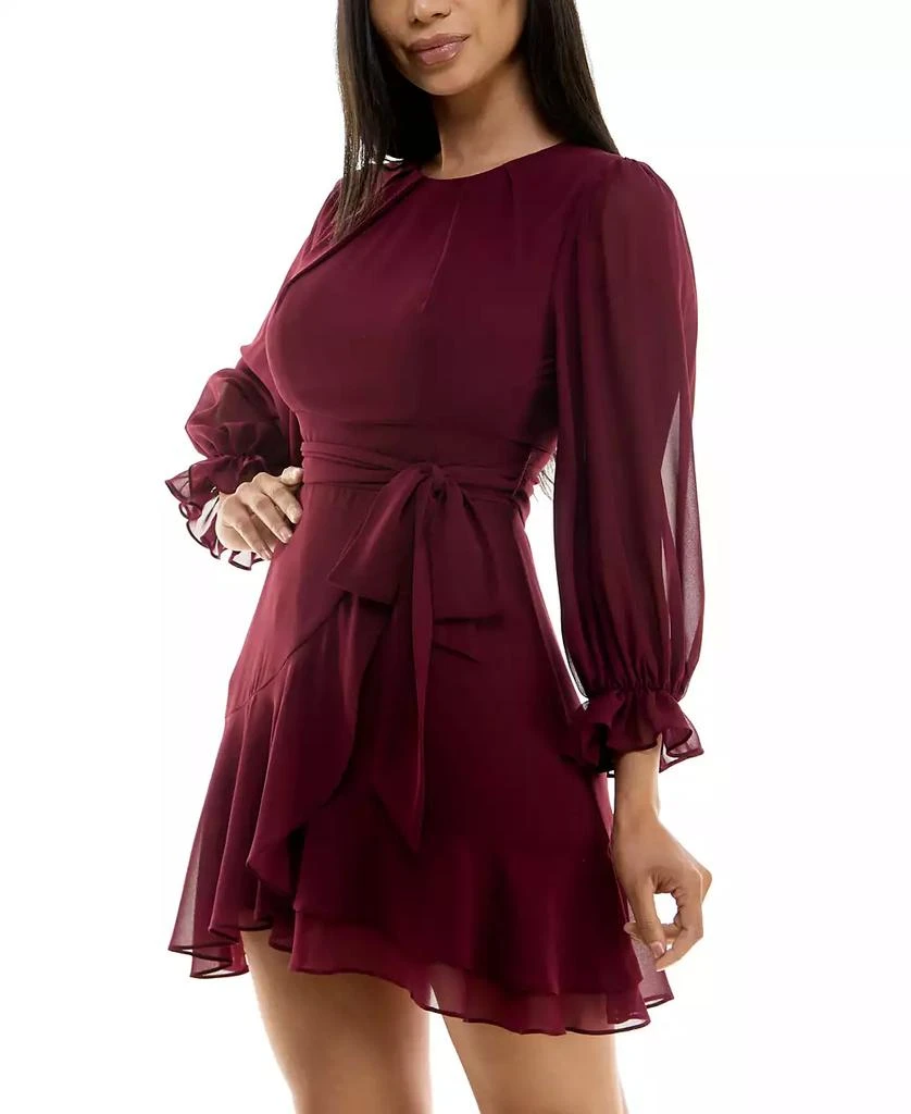 B Darlin Juniors' Asymmetrical-Ruffle A-line Dress 3