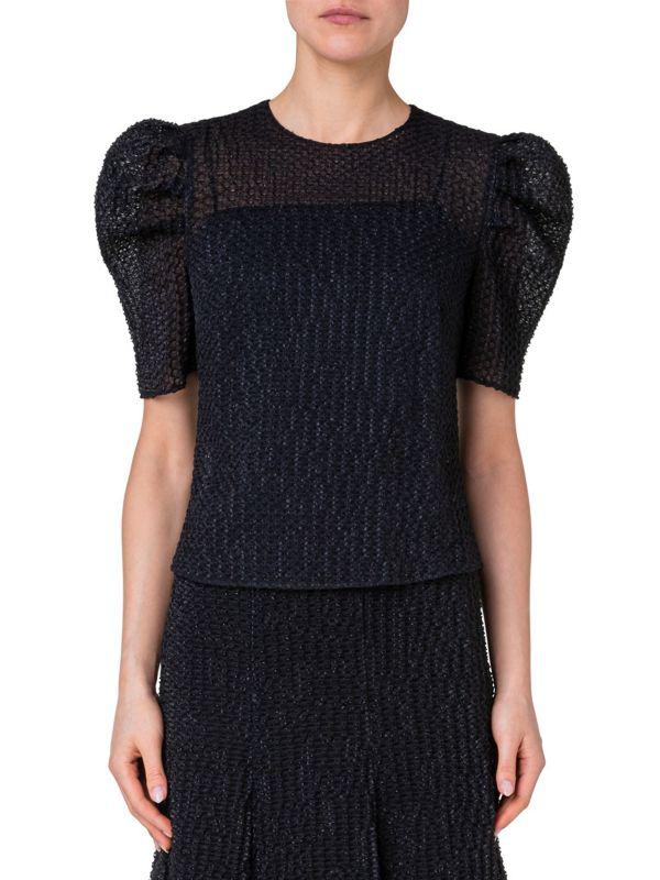 Akris Organza Puff-Sleeve Top