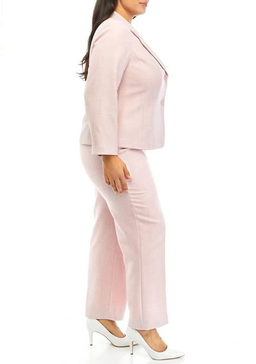 Le Suit Suit Womens Plus Size Notch Collar Two Button Jacket And Side Zip Pant Set 3