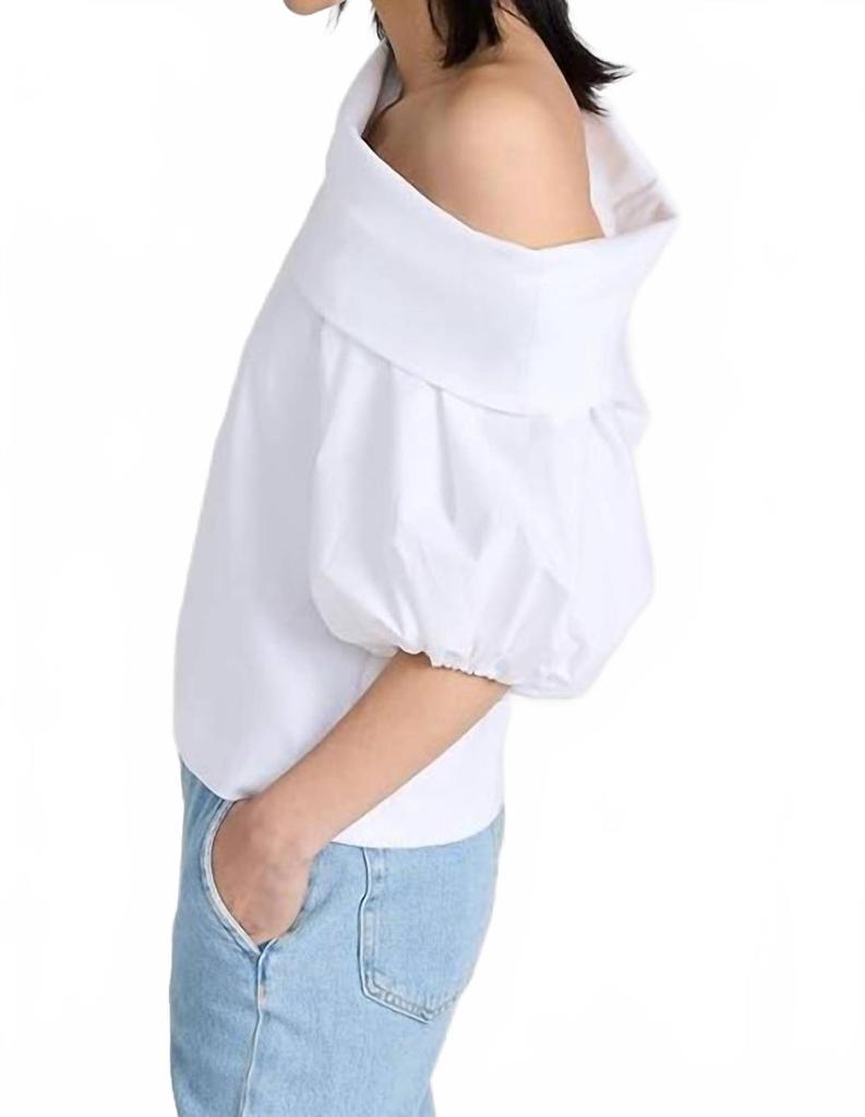 Tanya Taylor Georgia Off Shoulder Puff- Sleeve Top In Optic White