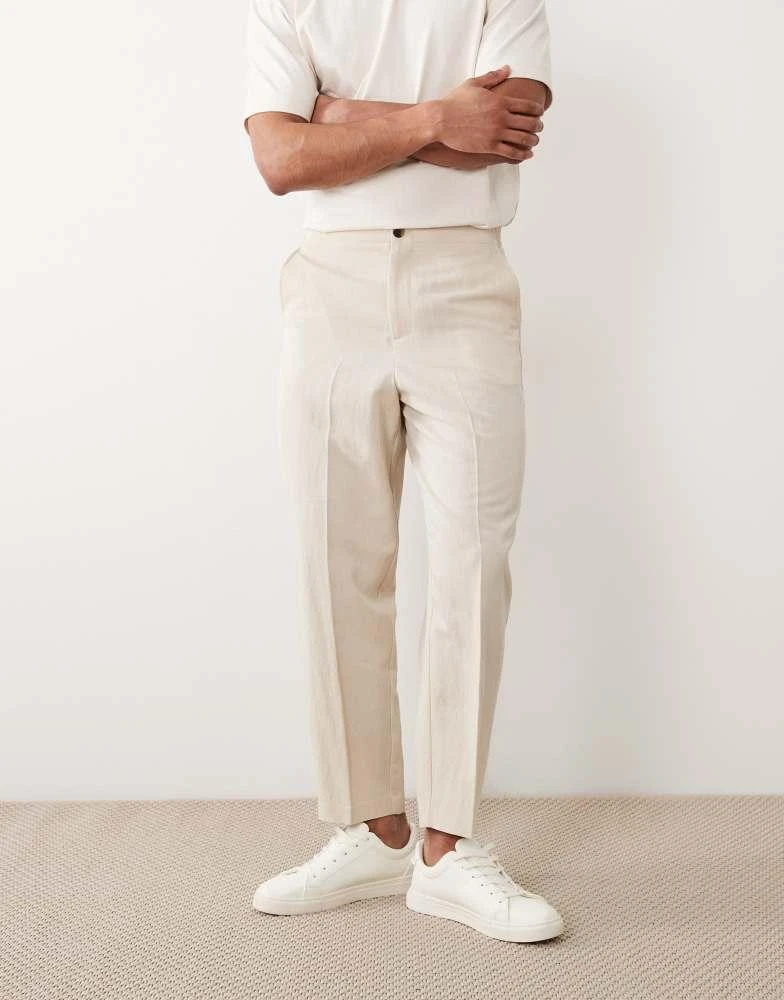 ASOS ASOS DESIGN relaxed tapered suit trousers in cream 2
