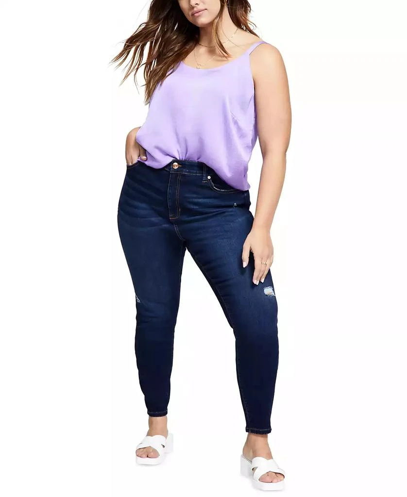 Celebrity Pink Trendy Plus Size High Rise Ripped Skinny Jean 7