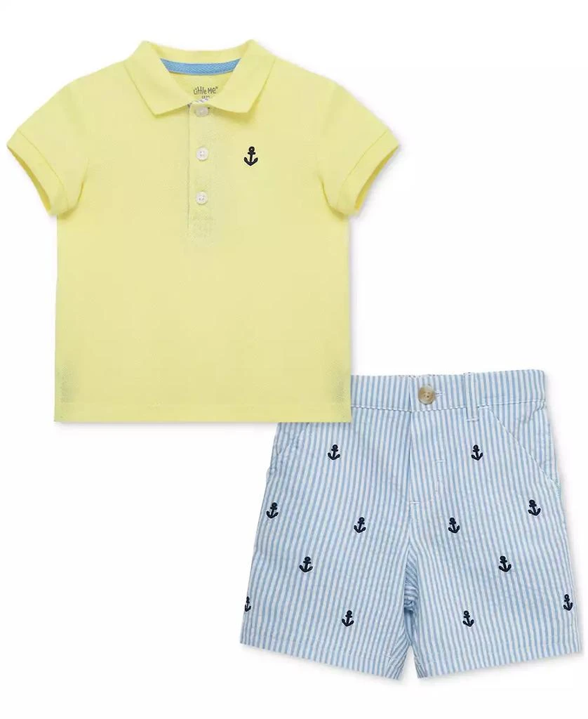 Little Me Baby Boys 2-Pc. Cotton Anchor Polo Shirt & Shorts Set 1