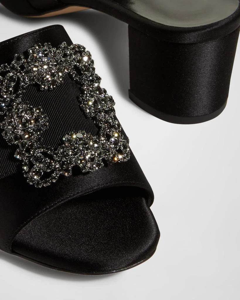 Manolo Blahnik Marta Crystal Buckle Silk Sandals 6