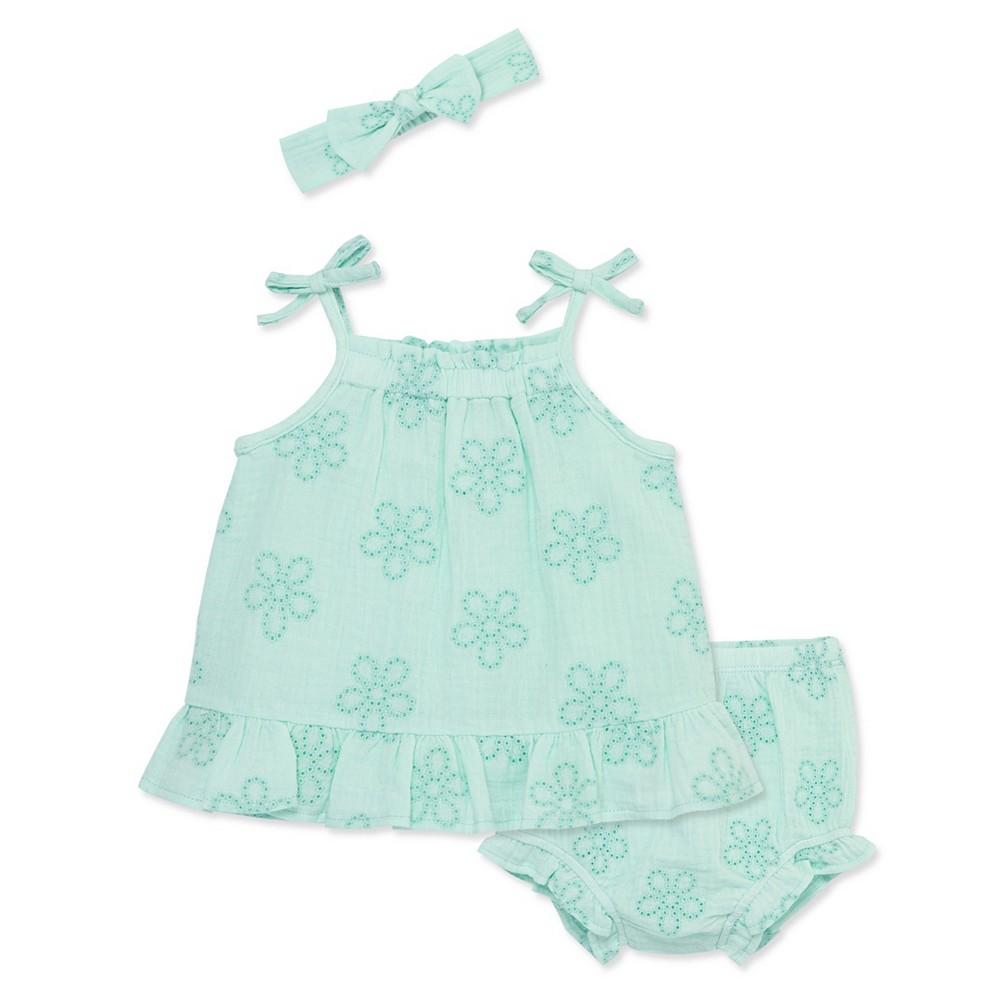 Little Me Baby Girls Eyelet Sunsuit with Headband