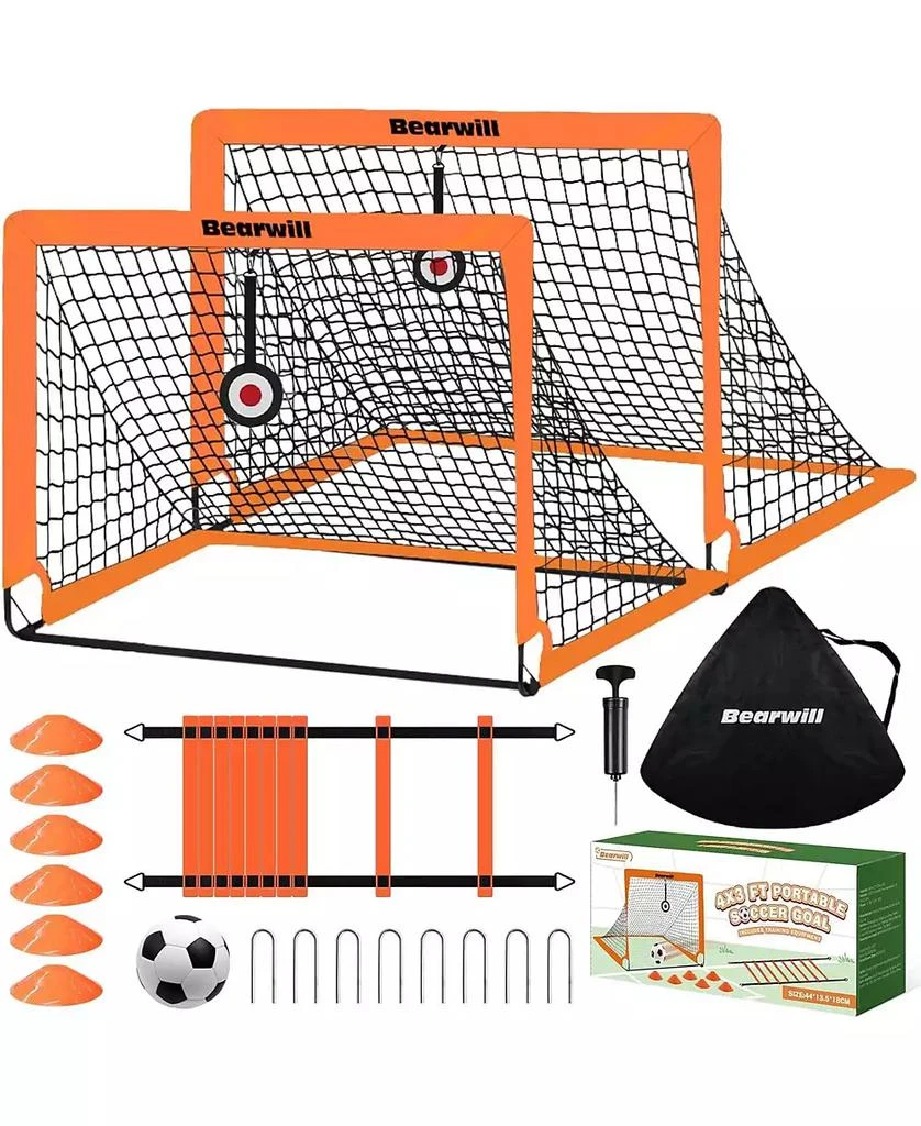 Bearwill Kids Soccer Goal Set of 2, 4x3FT Pop Up Backyard Goals with Training Kit - Includes Ball, Cones, Ladder
Targets 1
