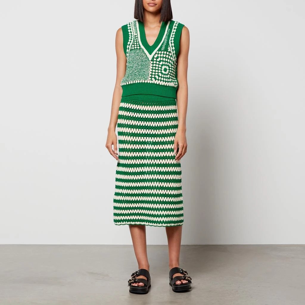 BAUM UND PFERDGARTEN Women's Ciel Knitted Skirt - Cream/Green 3
