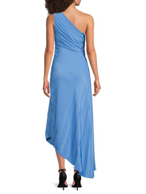 A.L.C. Delfine Pleated Ruched One-Shoulder Midi-Dress