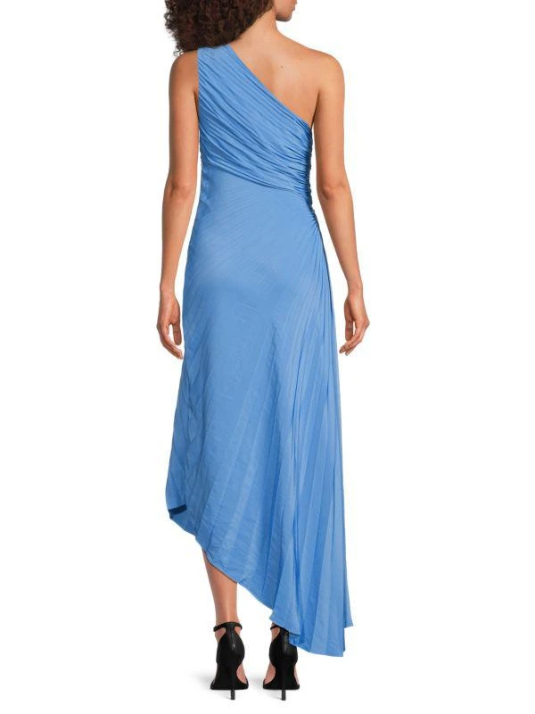 A.L.C. Delfine Pleated Ruched One-Shoulder Midi-Dress 2