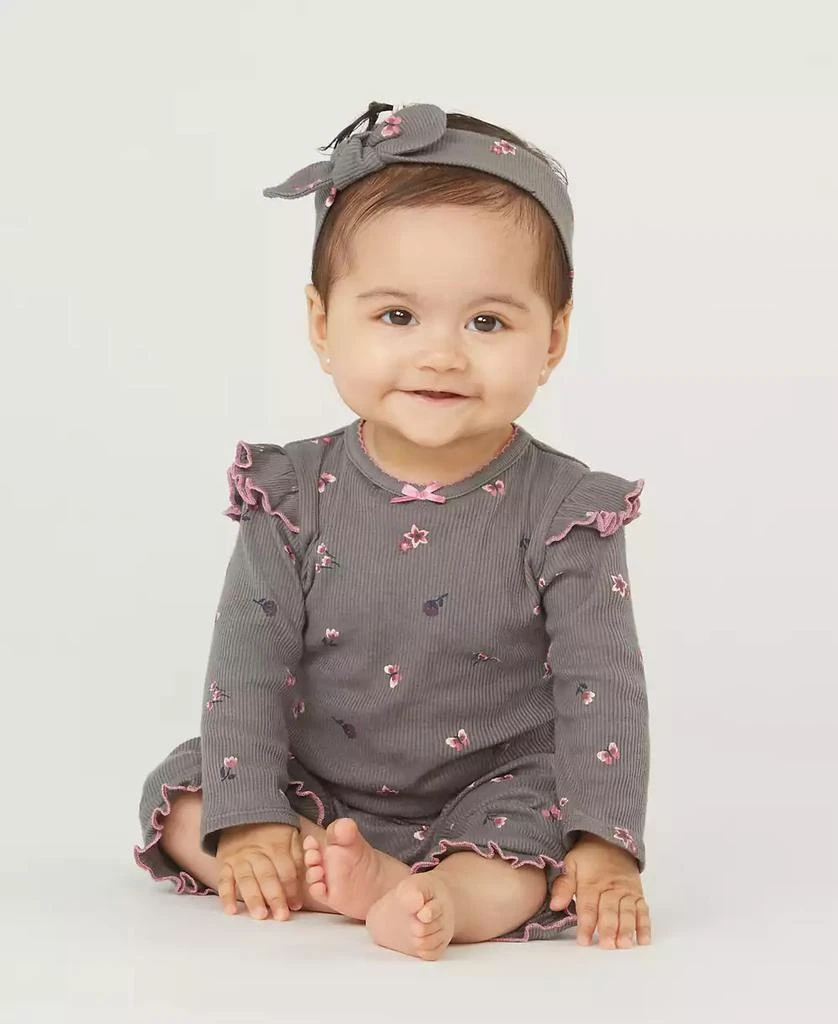 Huggies Baby Girls Rib Bodysuit, Headband and Pants 3-Piece Set 10
