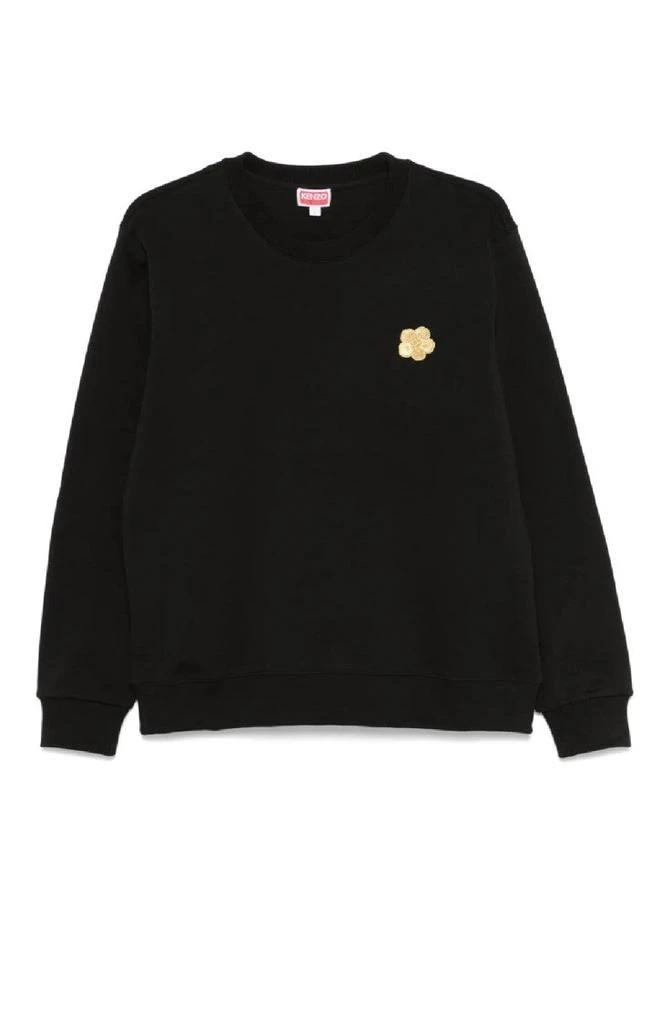 Kenzo Relaxed Black Sweatshirt With Floral Emblem 1