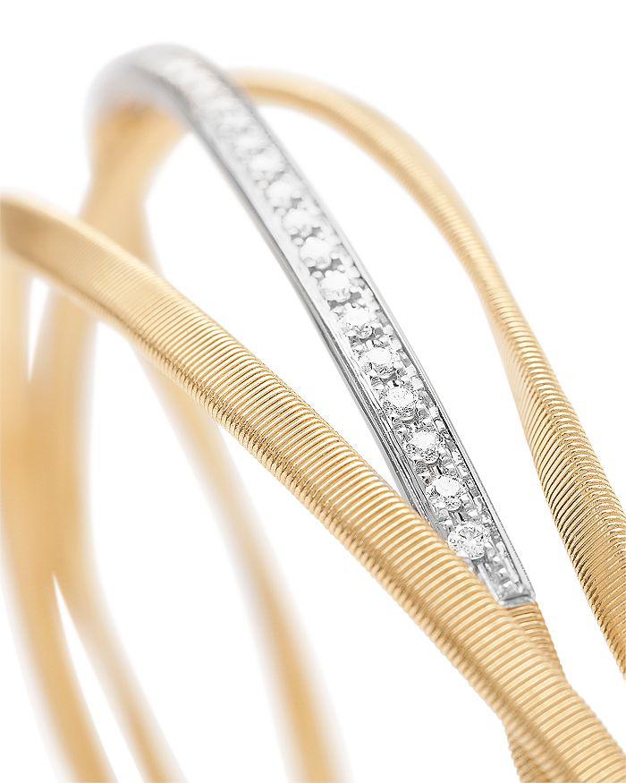 Marco Bicego 18K White & Yellow Gold Marrakech Diamond Three Strand Twist Bangle Bracelet