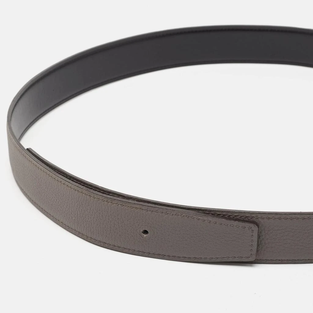 Hermes Hermes Gris Meyer/Noir Togo and Box Leather Reversible Belt Strap 90 CM 4