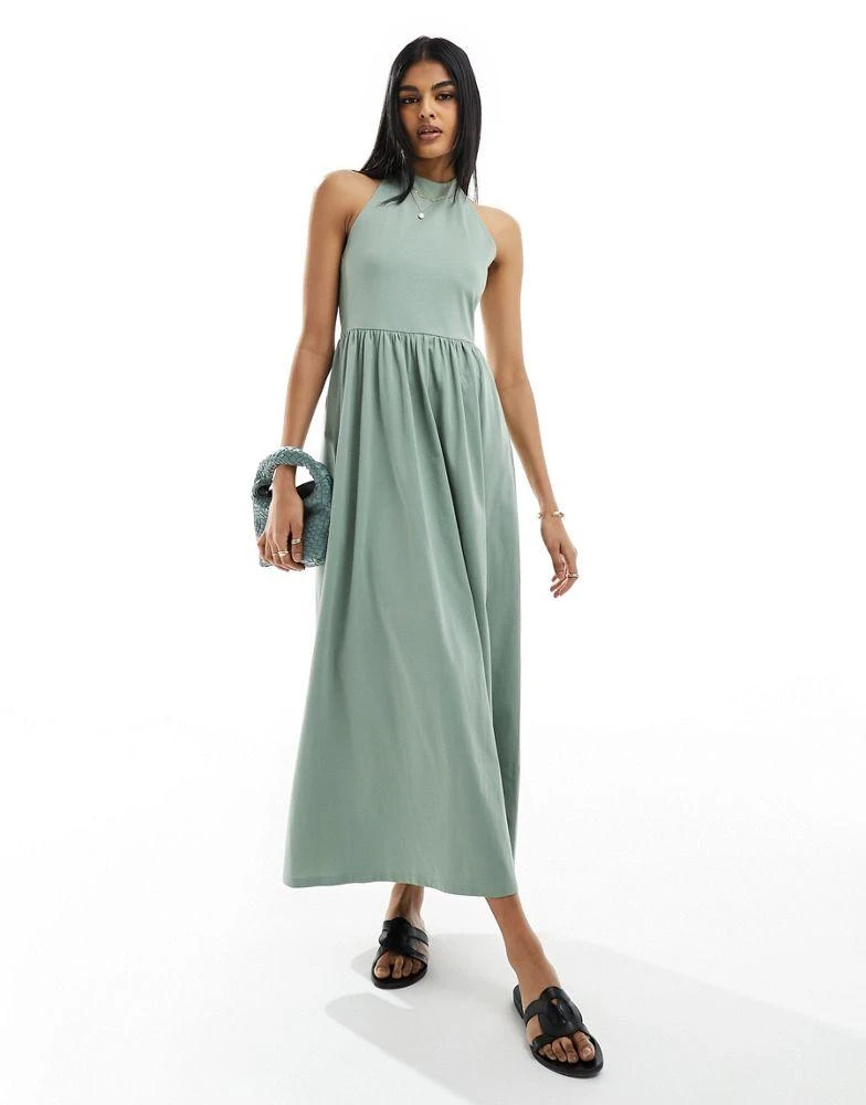 zara grey sweater dress Light Green Tulle Halter Flower Leaf Prom Dress