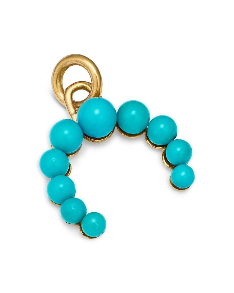 Moon 
Meadow 14K Yellow Gold Turquoise Bead Crescent Charm 2