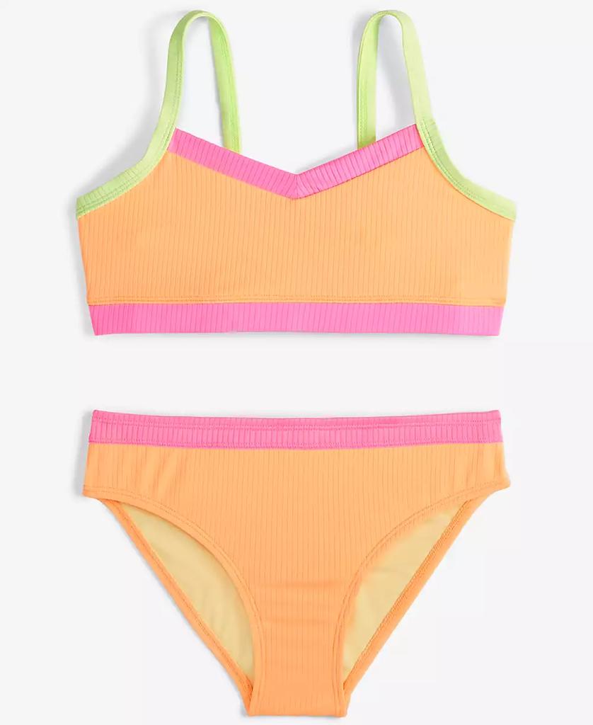 Breaking Waves Big Girls 2-Pc. Colorblocked Swimsuit
