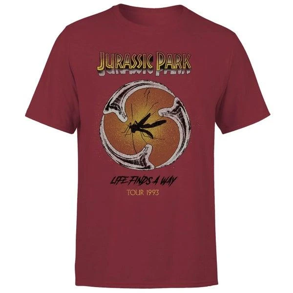 Jurassic Park Jurassic Park Life Finds A Way Tour Unisex T-Shirt - Burgundy 1