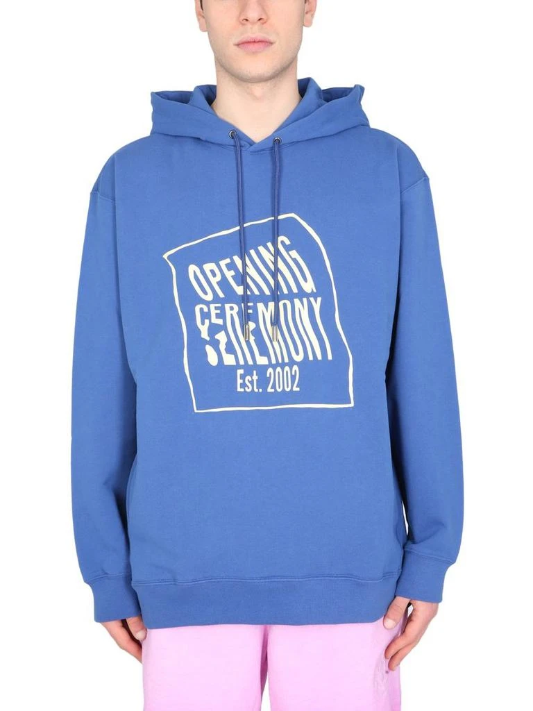 Opening Ceremony Opening Ceremony Warped Logo Printed Hoodie 1