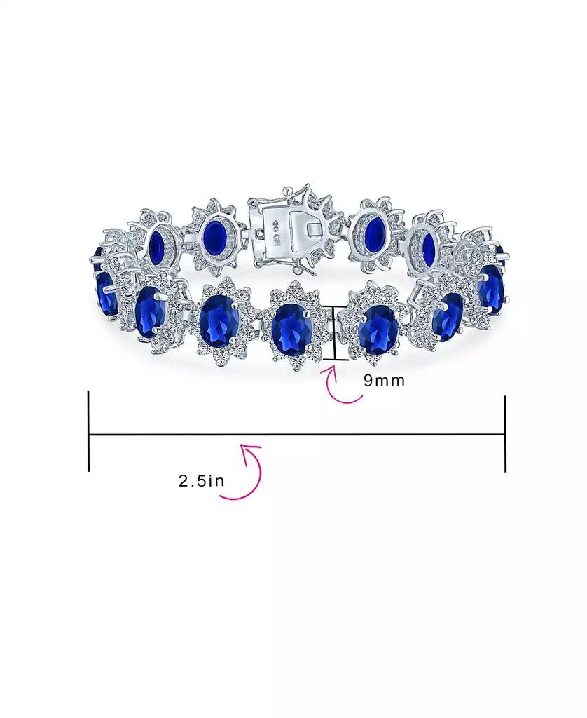 Bling Jewelry Art Deco Crown Halo Oval Blue Cubic Zirconia CZ Tennis Bracelet 
Drop Earrings Jewelry Set Silver Plated 5