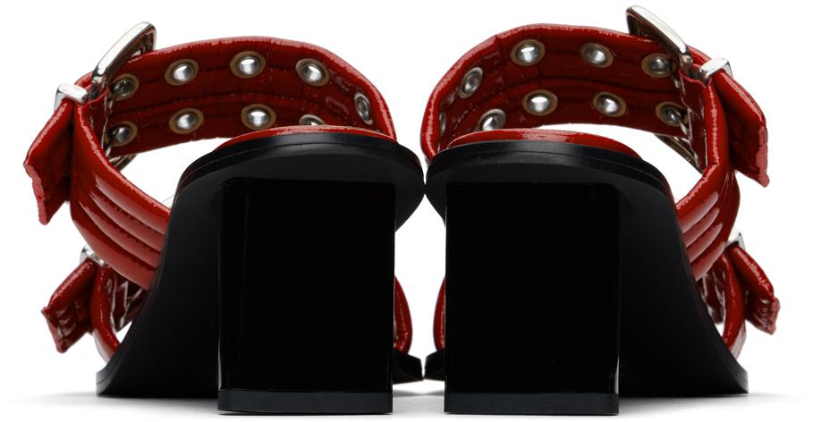 サンダル・ミュール GANNI Women Sandals S2752 474 RED Racing Red Red Feminine Buckle Two-Strap Sandals | GANNI US