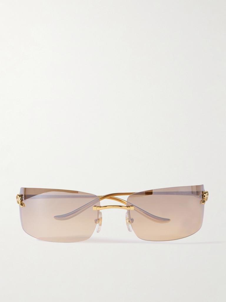 Cartier Eyewear Panthère De Cartier 金色金属无边长方框太阳镜