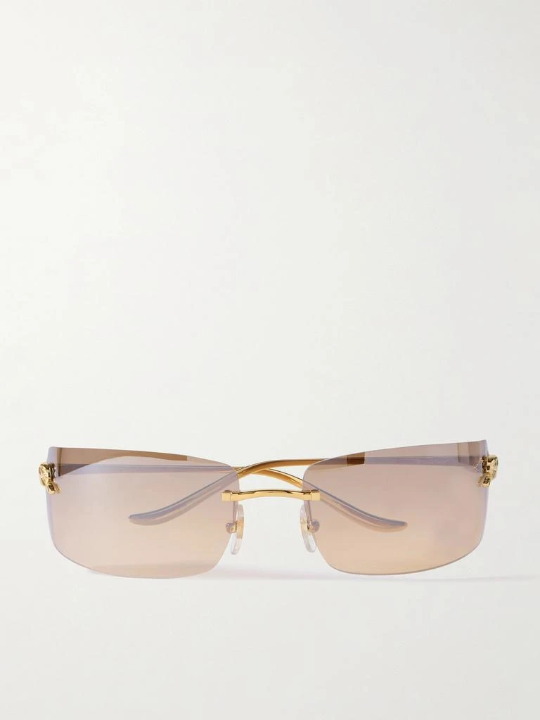 Cartier Eyewear Panthère De Cartier 金色金属无边长方框太阳镜 1