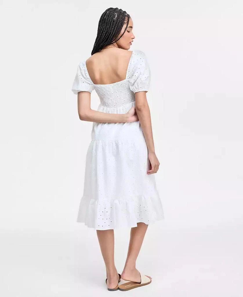 Kingston Grey Juniors' Eyelet Puff-Sleeve Tiered Midi Dress 5