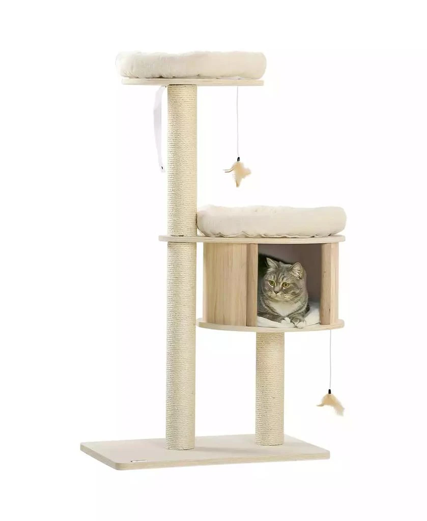 Zeus 
Ruta PawHut 3 Level Cat Tree Sisal Posts Badminton Toy Soft Cushions Play Areas 1
