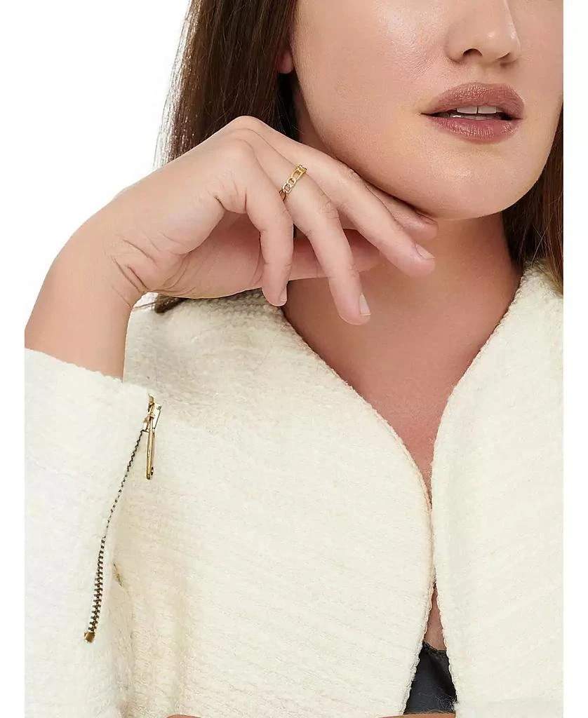 DEVATA Figaro Link Ring in Gold Plated Sterling Silver, Size 9 6