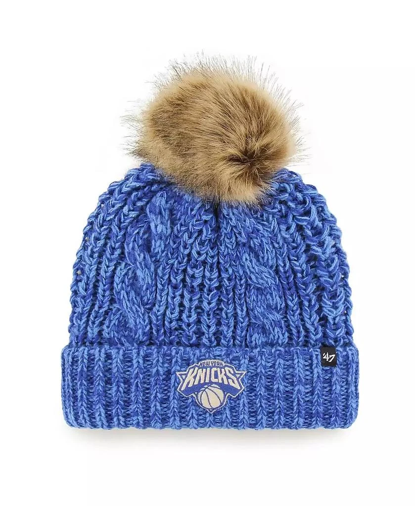 47 Brand Women's Blue New York Knicks Meeko Cuffed Knit Hat with Pom 1