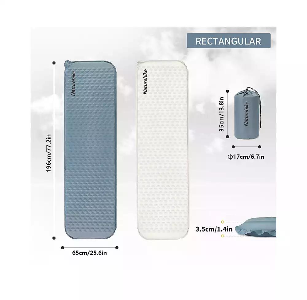 Naturehike Ultralight Self Inflating Insulated Sleeping Pad with Foam, Lightweight Rectangular Sleeping Mat for Camping Backpacking Hiking Traveling, ISPO Award Winner 2024