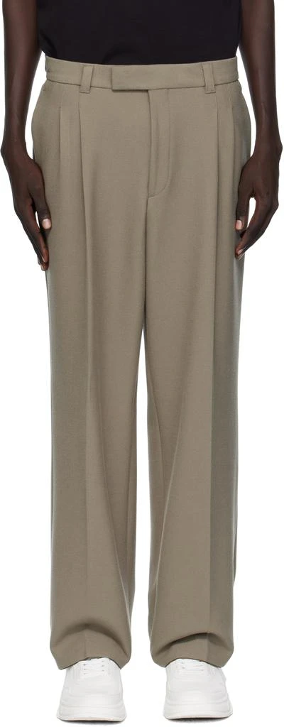 Taupe Relaxed-Fit Double Pleat Trousers – On Sale Now with Up to