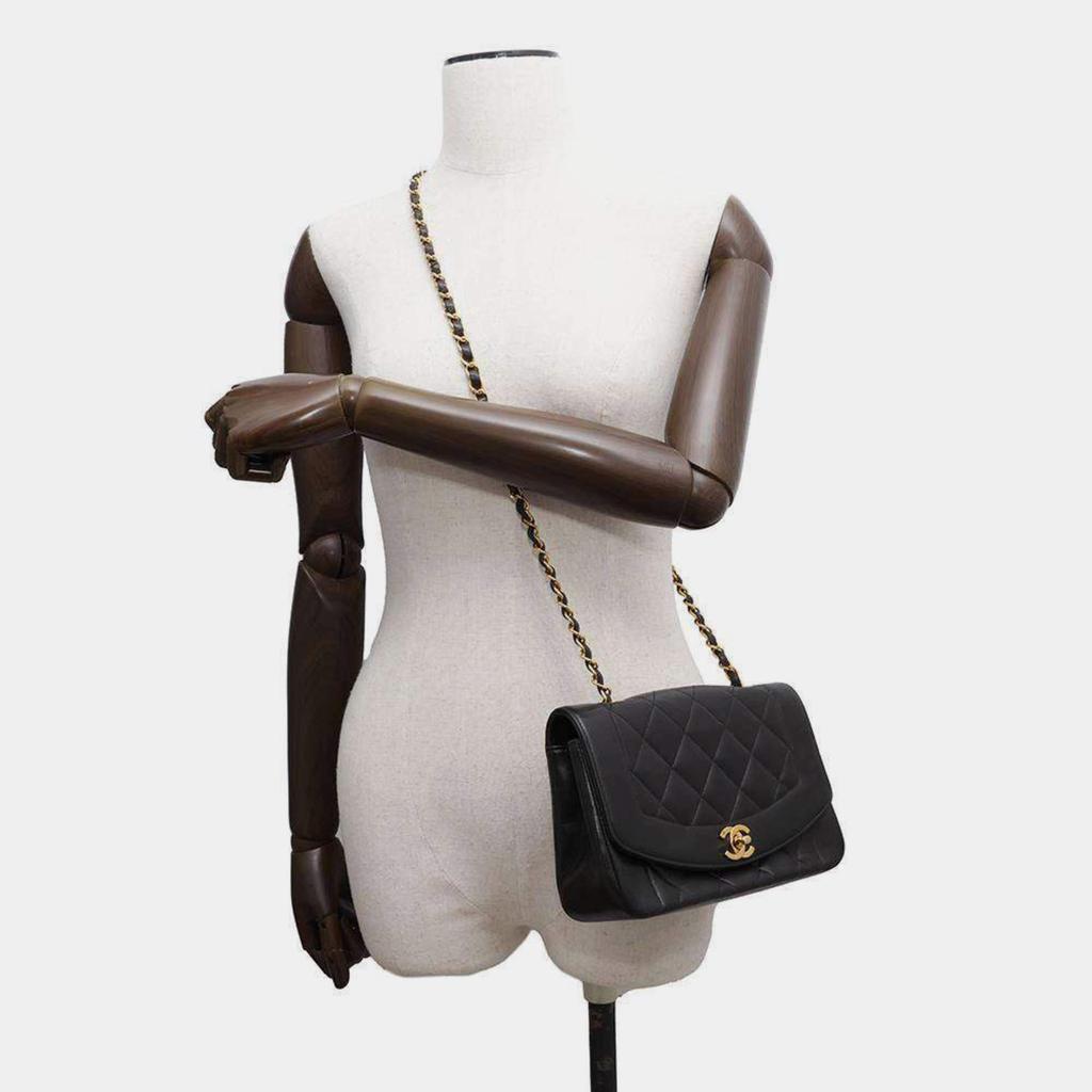 Chanel Chanel Black Lambskin Leather  22  Diana Chain Shoulder Bag