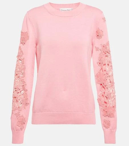 Oscar de la Renta Appliquéd cotton sweater 1