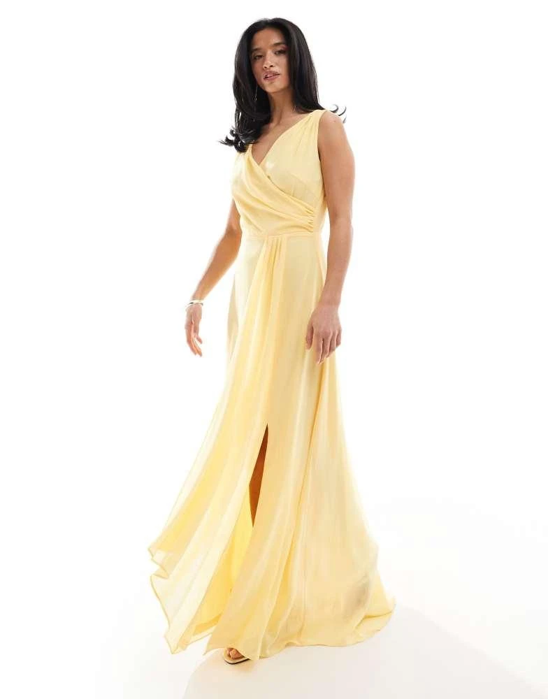 bridesmaid dress design online Deep Green Chiffon Maxi Dress  Elegant V-Neck Empire Gown