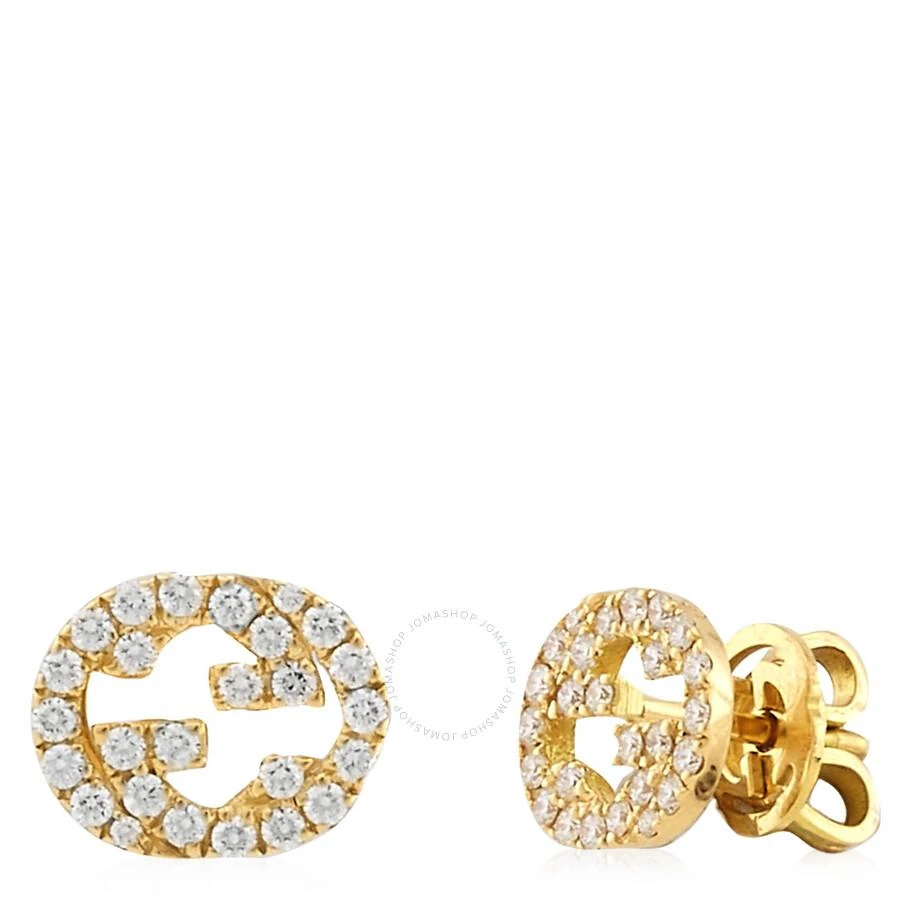 Gucci 18K Yellow Gold Interlocking G Diamond Stud Earrings 3