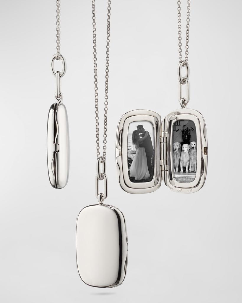 Monica Rich Kosann 925 Sterling Silver Slim Rectangle Locket Necklace