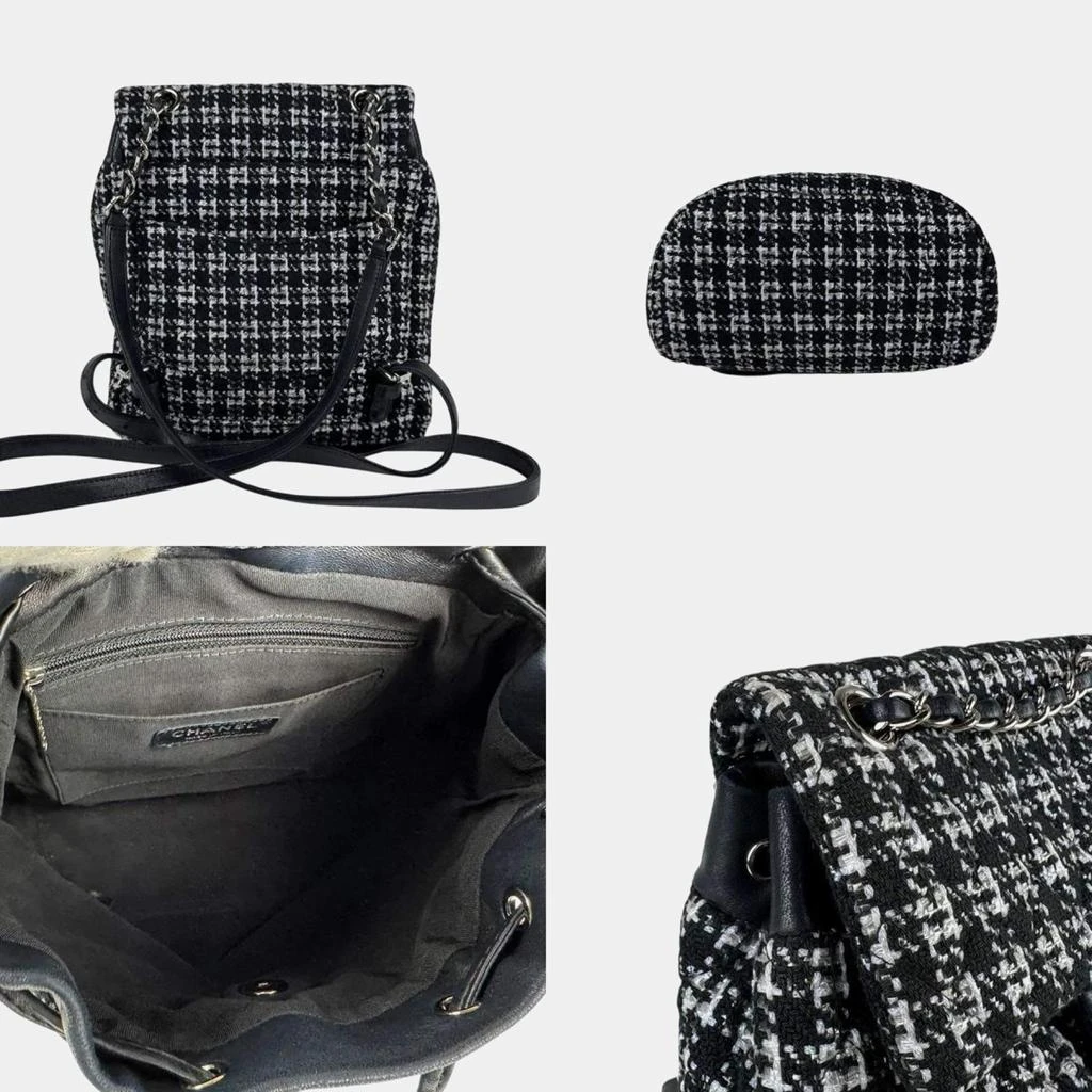 Chanel Chanel CC Black Purple Tweed Leather Backpack 3