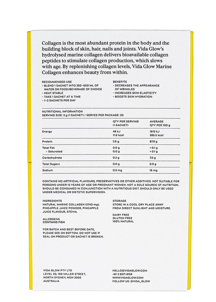 Vida Glow Natural Marine Collagen Sachets Pineapple