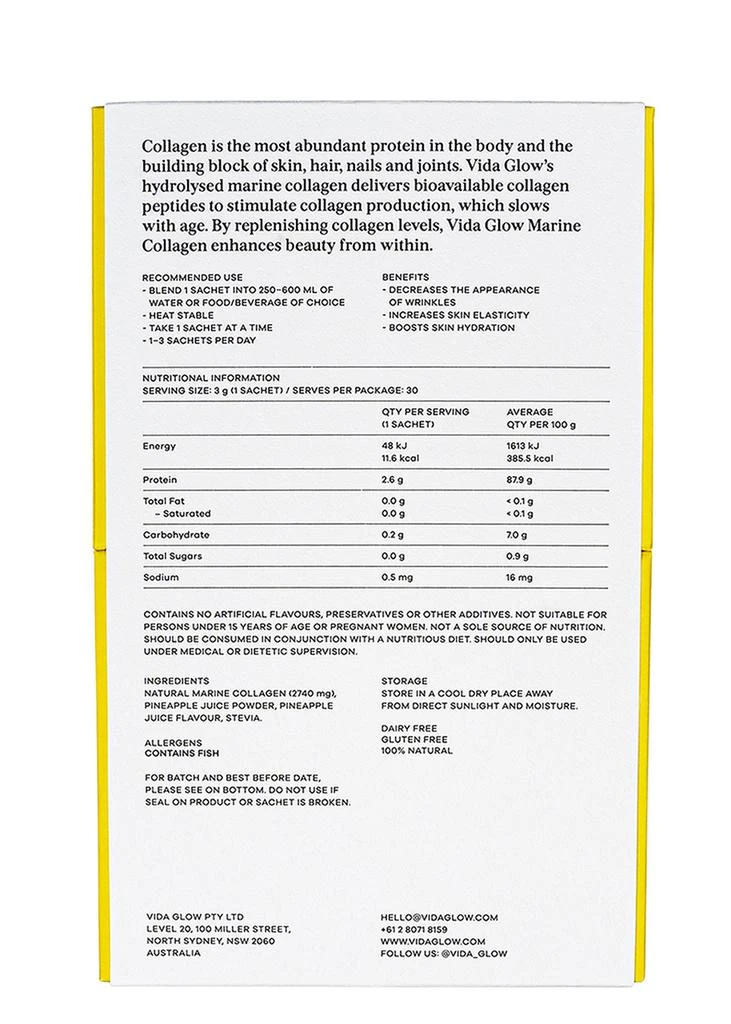 Vida Glow Natural Marine Collagen Sachets Pineapple 2