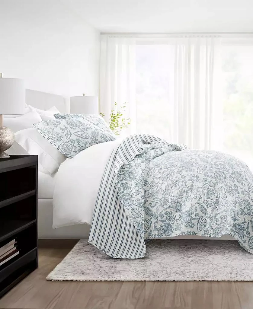 IENJOY HOME Jacobean and Stripe Reversible 3-Pc. Lightweight Quilt Set 5