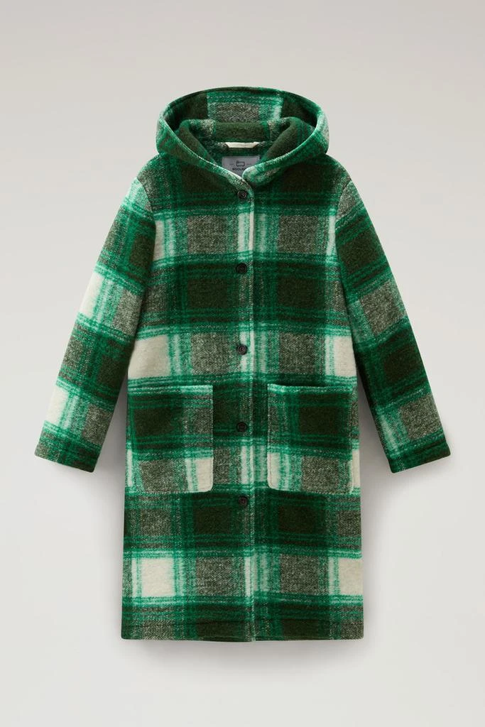 Woolrich Gentry Long Check Coat with Hood - Women - Gray 1