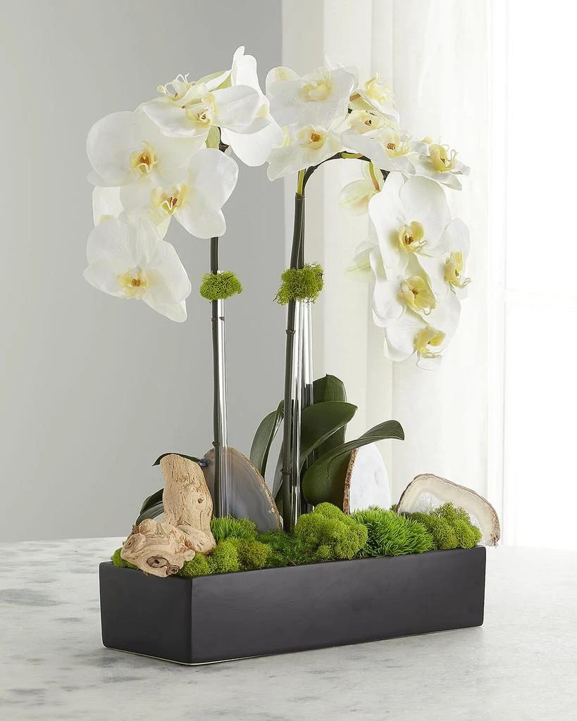 T&C Floral Company Faux Floral Orchid Arrangement with Agate Slabs 1