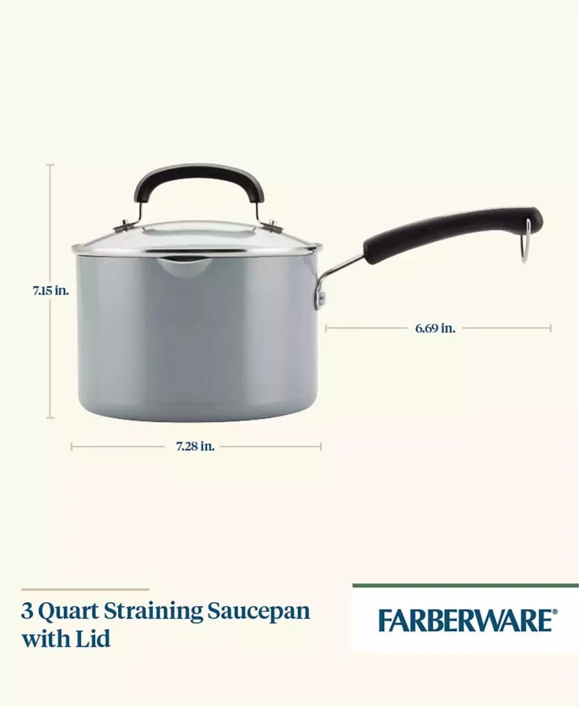 Farberware Ceramic Nonstick Straining 3 Quart Saucepan with Lid 9