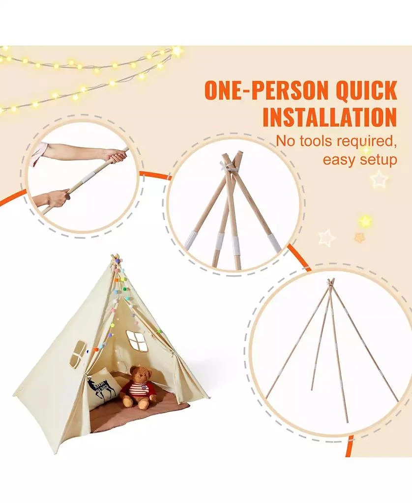 Slickblue Foldable Kids Teepee Play Tent with Mat Plush Balls and Windows for Ages 1 to 5 3