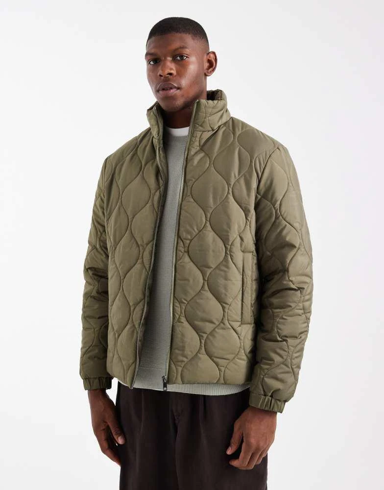New Look New Look quilted puffer jacket in light khaki